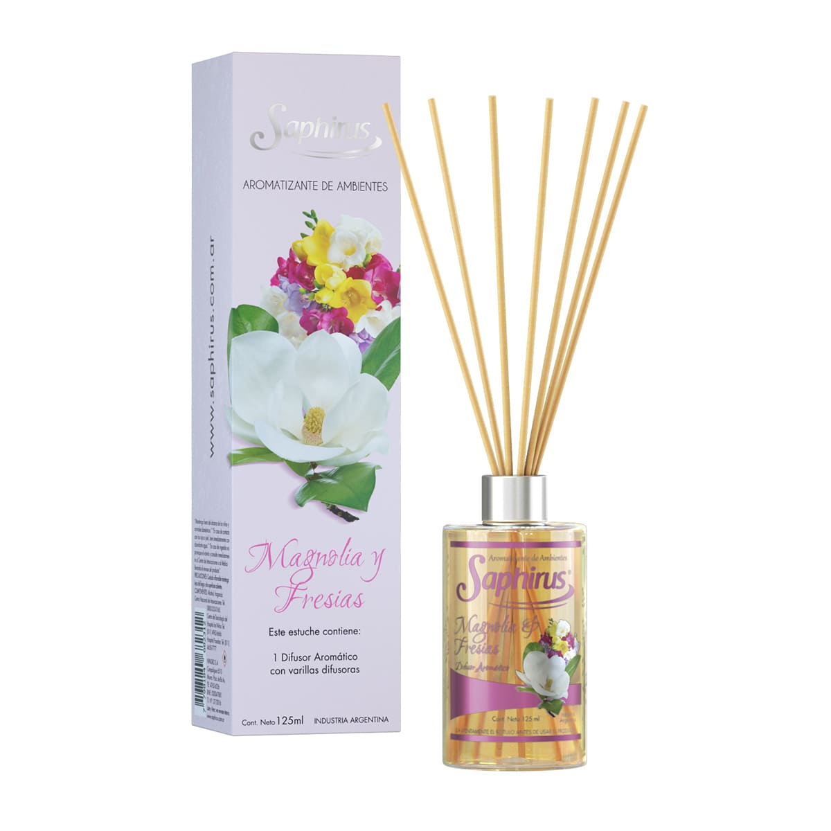 DIFUSOR AROMÁTICOS SAPHIRUS 125ml - MAGNOLIA Y FRESIAS