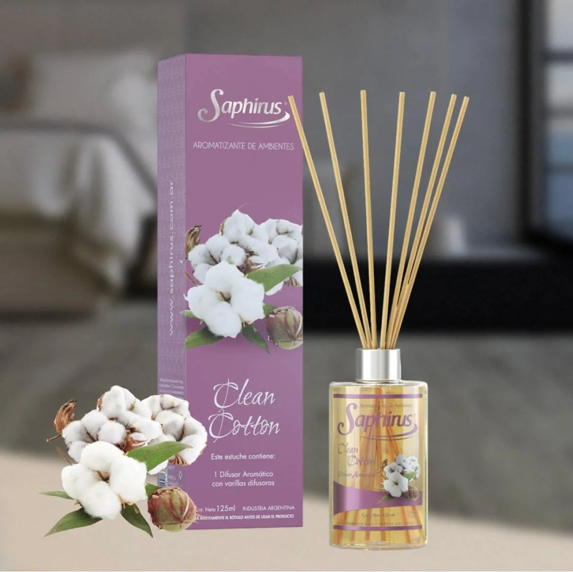 DIFUSOR AROMÁTICOS SAPHIRUS 125ml SALE - CLEAN COTTON