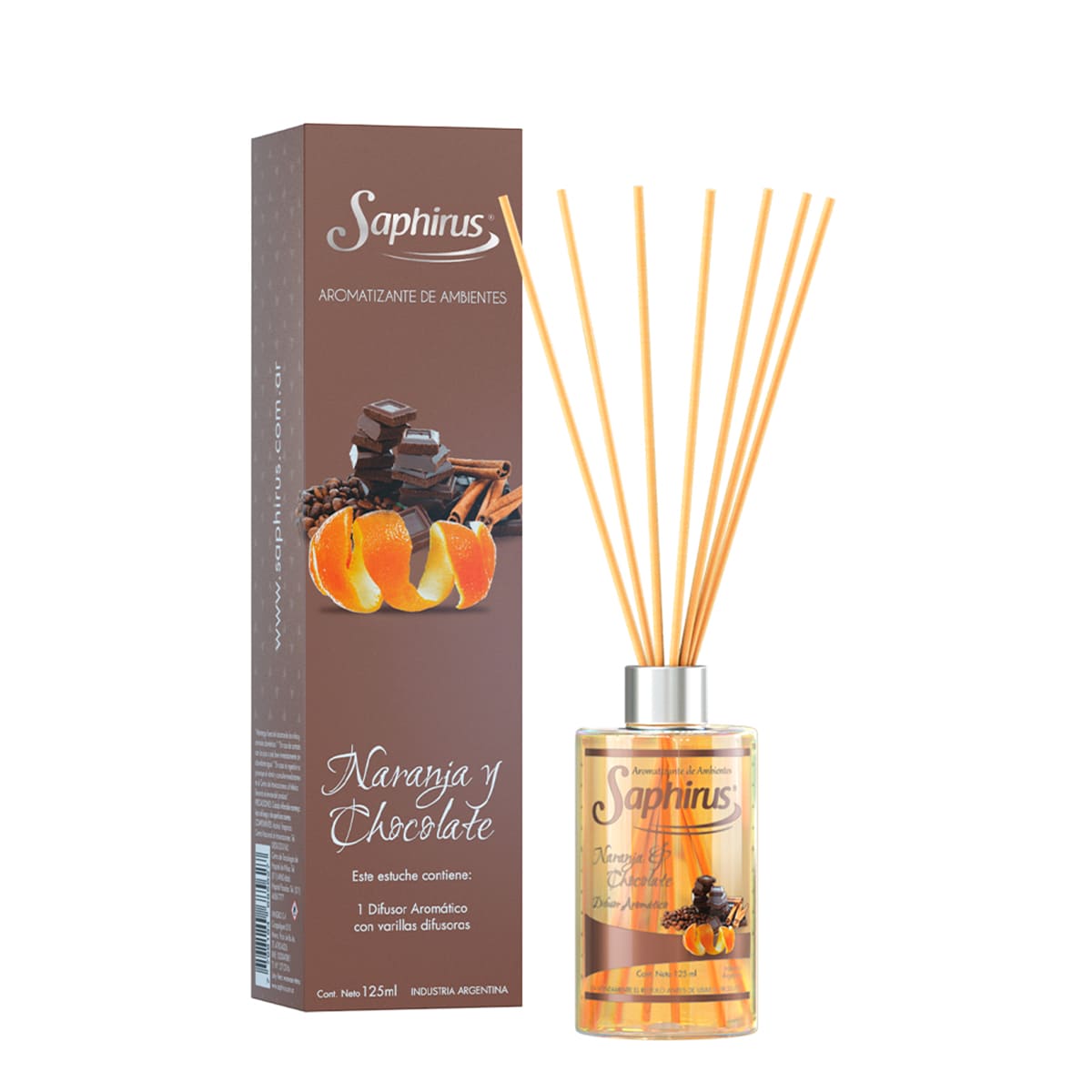 DIFUSOR AROMÁTICOS SAPHIRUS 125ml SALE - NARANJA Y CHOCOLATE