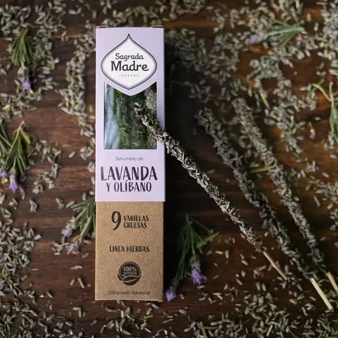 SAHUMERIOS SAGRADA MADRE HIERBAS x 9 - LAVANDA Y OLIBANO